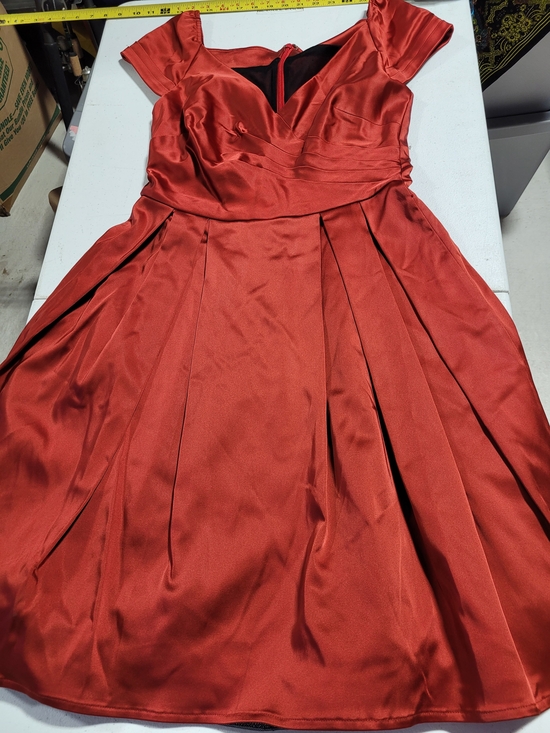 Dresses & Skirts - Elegant Red Satin Fit-and-Flare Dress
